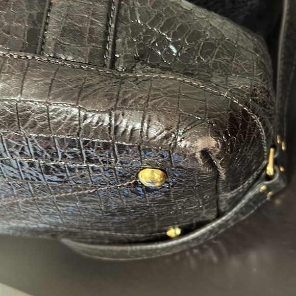 MIU MIU Brown St. Cocco Croc-Embossed Tote in Dark Brown Leather - Picture 8 of 16